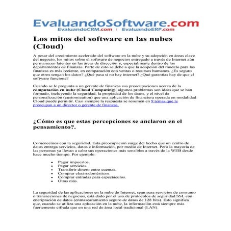 Los mitos del software en las nubes (Cloud)