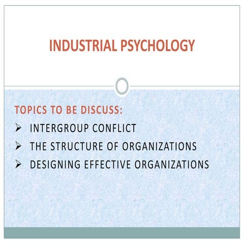 Intergroup Conflict, The Structure of Organizations, Designing Effective Orga...