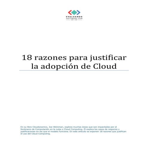 18 razones para justificar la adopción de Cloud