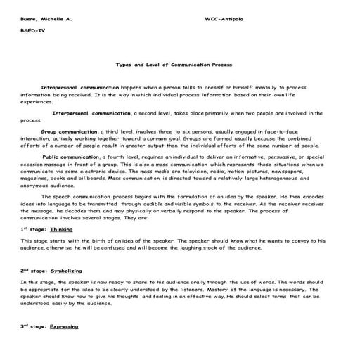 Types and Levels of Communication