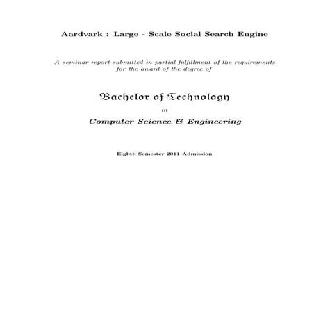 Aardvark : Social Search Engine