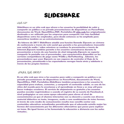 QUE ES SLIDESHARE Y COMO FUNCIONA | PPTX