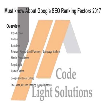 Must know about Google SEO Ranking Factors 2017 by Code Light solutions ...