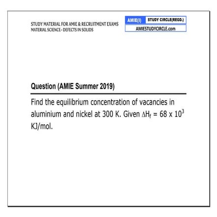 Material Science - Defects in Solids - AMIE (Summer 2019) | PDF