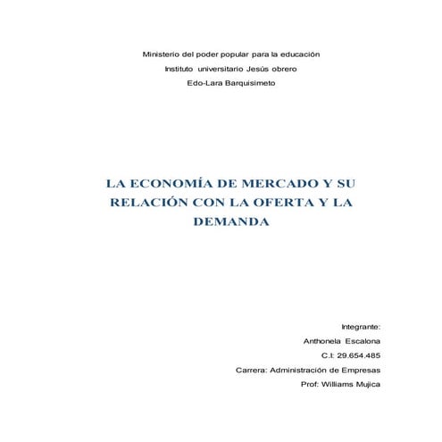 La economia relacion oferta y demanda | PDF