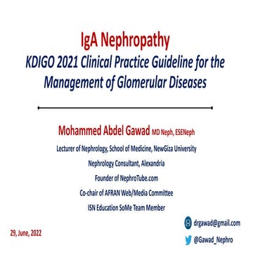 IgA Nephropathy (KDIGO 2021 Guidelines) - Dr. Gawad