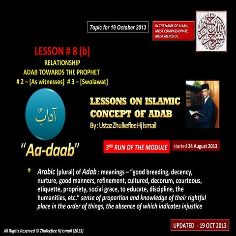 [Slideshare] (adab)lesson#8[b]-adab-towards-our-prophet] | PPT