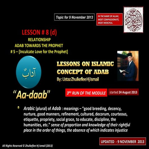 [Slideshare](adab)lesson#8[c] adab-towards-our-prophet] | PPT