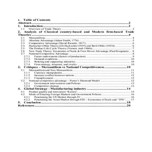 Classical country-based trade theories and Modern Firm-based trade theories