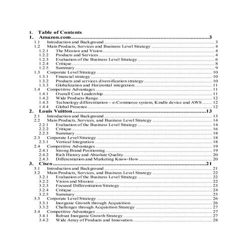 Strategic Management - Amazon, LV and Cisco