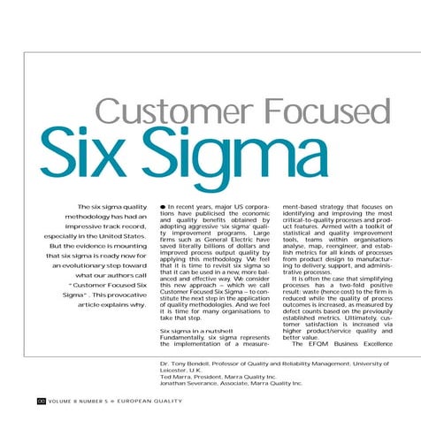 Slide share   Customer Focused Six Sigma - European Quality Journal