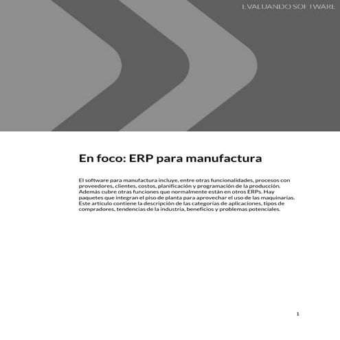 En foco: ERP para manufactura