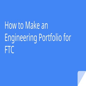 FIRST Tech Challenge: Intro to FTC and FIRST | PPTX