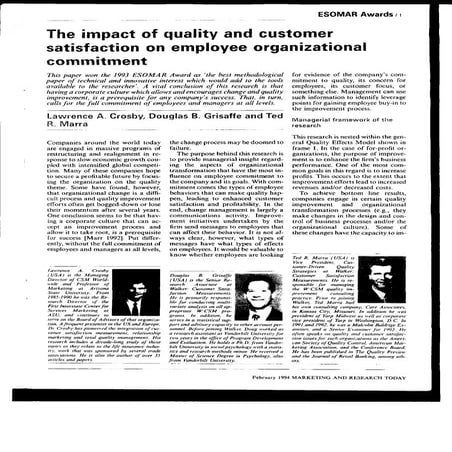 Slide share   esomar article - imapct of quality and customer satisfaction on employee satisfaction