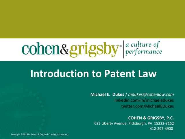 Introduction to Patent Law