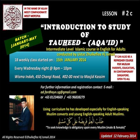 [Slideshare] lesson # 2(c)tauheed-course-(batch-january-2014)-12-february-2014