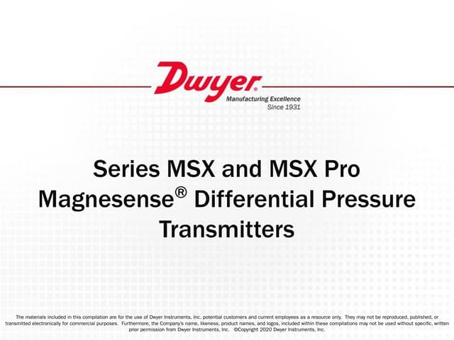 Series MSX and MSX Pro Magnesense® Differential Pressure Transmitters