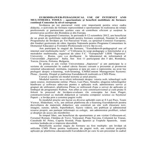 EURODIDAWEB - curs Comenius-diseminare