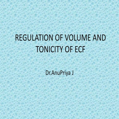 Regulation of volume & tonicity of ecf 