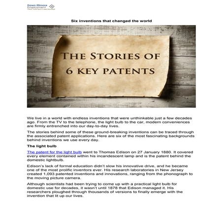 Six inventions that changed the world | Dawn Ellmore Employment 