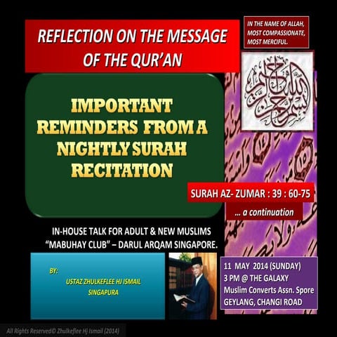 [Slideshare] tadzkirah-may -2014-lesson-for-true believer(az-zumar-39-60-75]