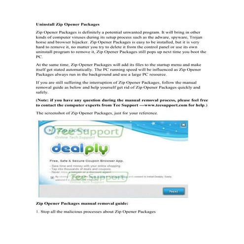 Remove zip opener packages