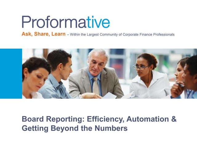Board Reporting: Efficiency, Automation & Getting Beyond the Numbers