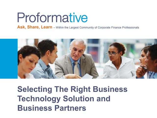 Selecting The Right Business Technology Solution and Business Partners