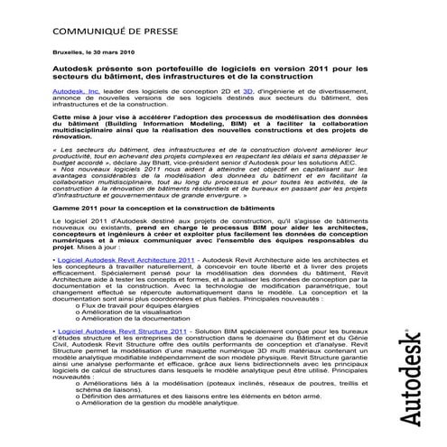 Autodesk Présente Ses Logiciels de Construction 2011