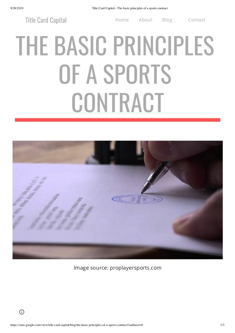 Basic Principles of a Sport Contract