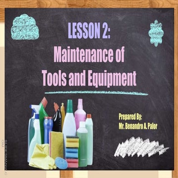 Cookery 7/8 Lesson 2: Maintenance of Tools and Equipment