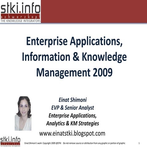 2009 Summit Presenation on enterprise applications, Analytics and KM