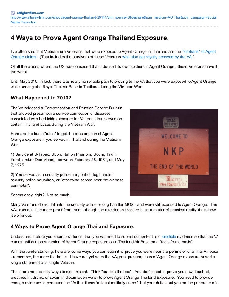4 Ways to Prove Exposure to Agent Orange for Thai Vets of Vietnam War.