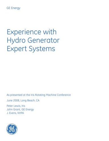 Experience with Hydro Generator Expert Systems