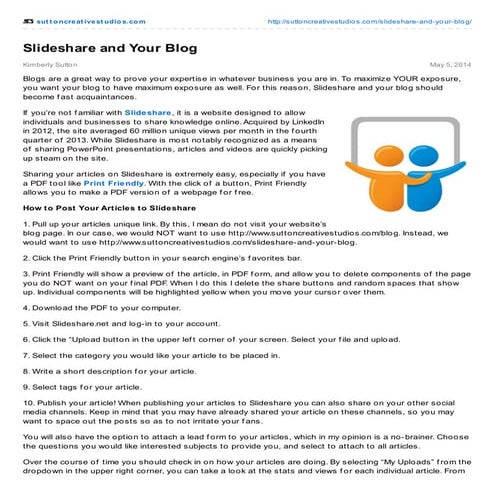Slideshare and Your Blog - Sutton Creative Studios