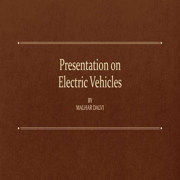 Presentation on Electric Vehicles
