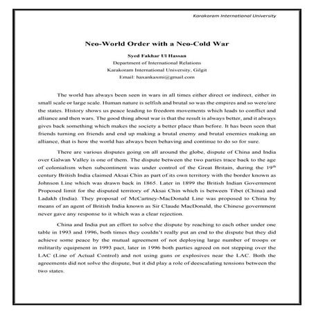 Neo-World Order with a Neo-Cold War