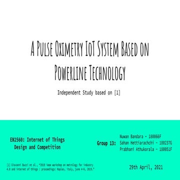 Independent Study on a Pulse Oximetry IoT System Based on Powerline Technology