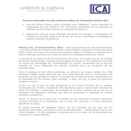 Fueron colocadas las dos últimas trabes de Autopista Urbana Sur