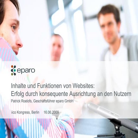 eparo – Inhalte und Funktionen von Websites (Vortrag IICO Kongress 2009 – Rol...