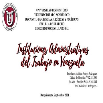 Slideshare Instituciones Administrativas del Trabajo en Venezuela