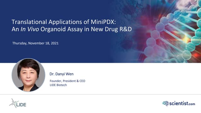 Translational Applications of MiniPDX: An In Vivo Organoid Assay in New Drug R&D