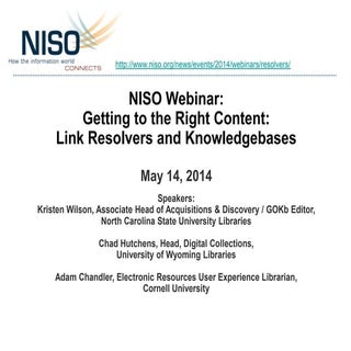 NISO Webinar: Getting to the Right ...