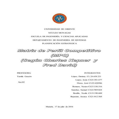 Matriz de Perfil Competitivo (MPC)