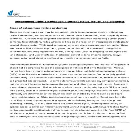 Autonomous Vehicle Navigation