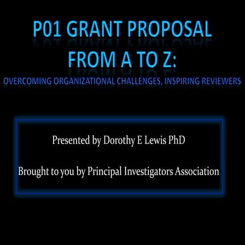 P01 Grant Proposal From  A to Z: Overcoming  Organizational Challenges, Inspi...