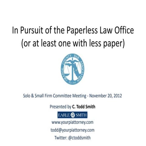 In Pursuit of the Paperless Law Office