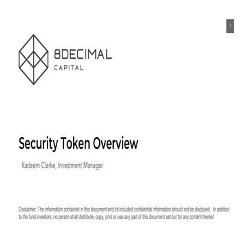 8 Decimal Capital Security Token Industry Overview