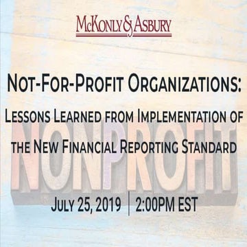 Not-For-Profit Organizations: Lessons Learned from Implementation of the New ...