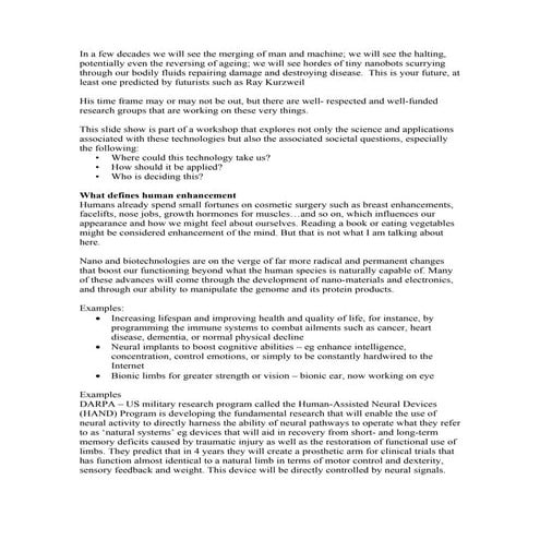 Human Enhancement: are we going cyborg - transcript
